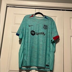 Nike Mens Barcelona Jersey - Teal with Red and Blue Accents